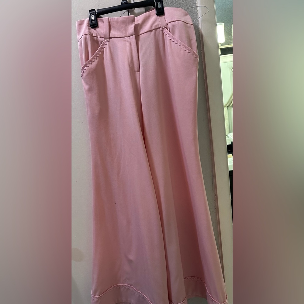 INGWA MELERO Light Pink Wide Leg Bell Bottom Wool Garbadine Trousers NWOT $350 - Picture 7 of 7